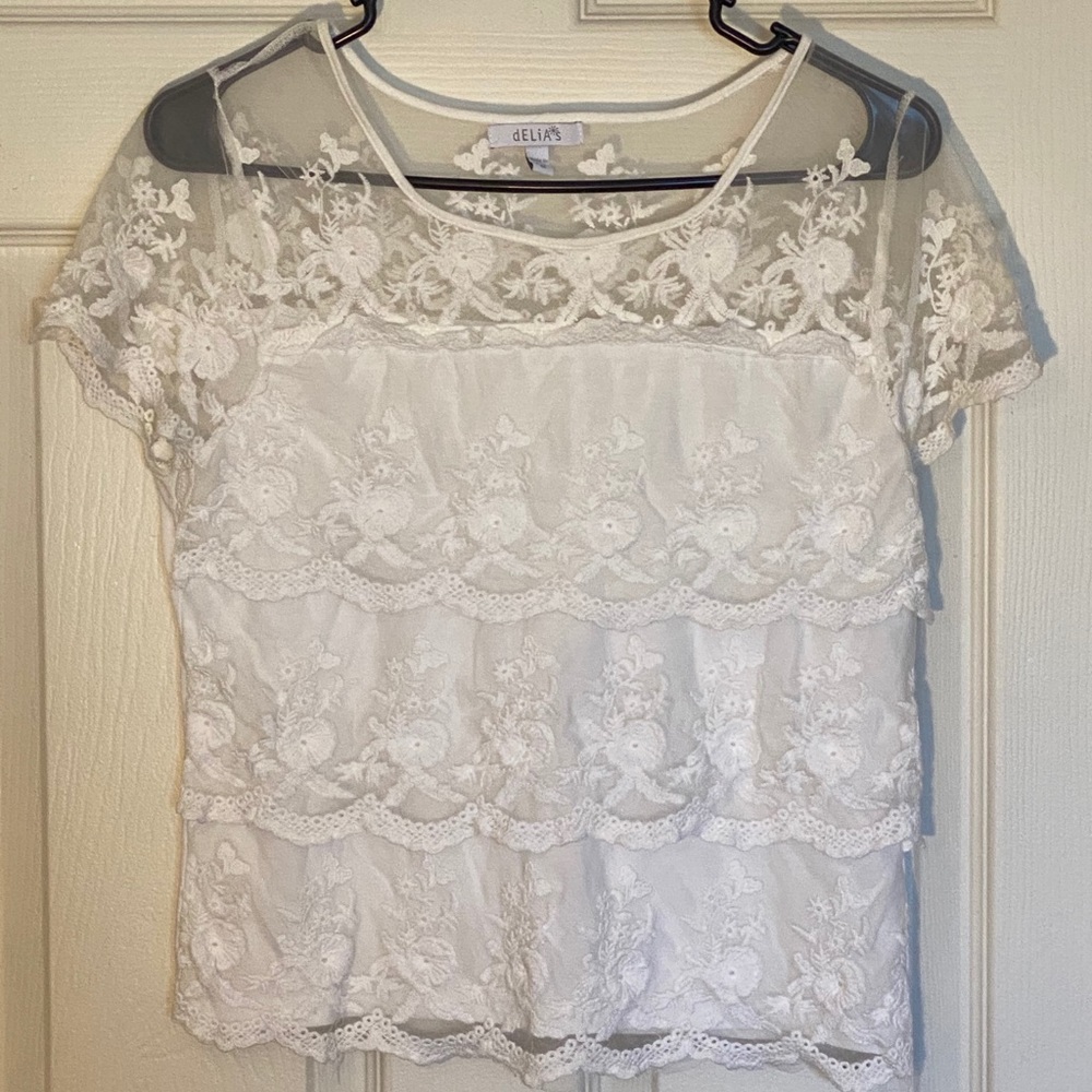 Delias white lace top